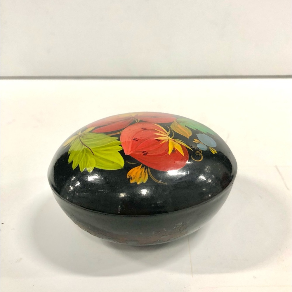 Vintage Black and Red Floral Accent Box